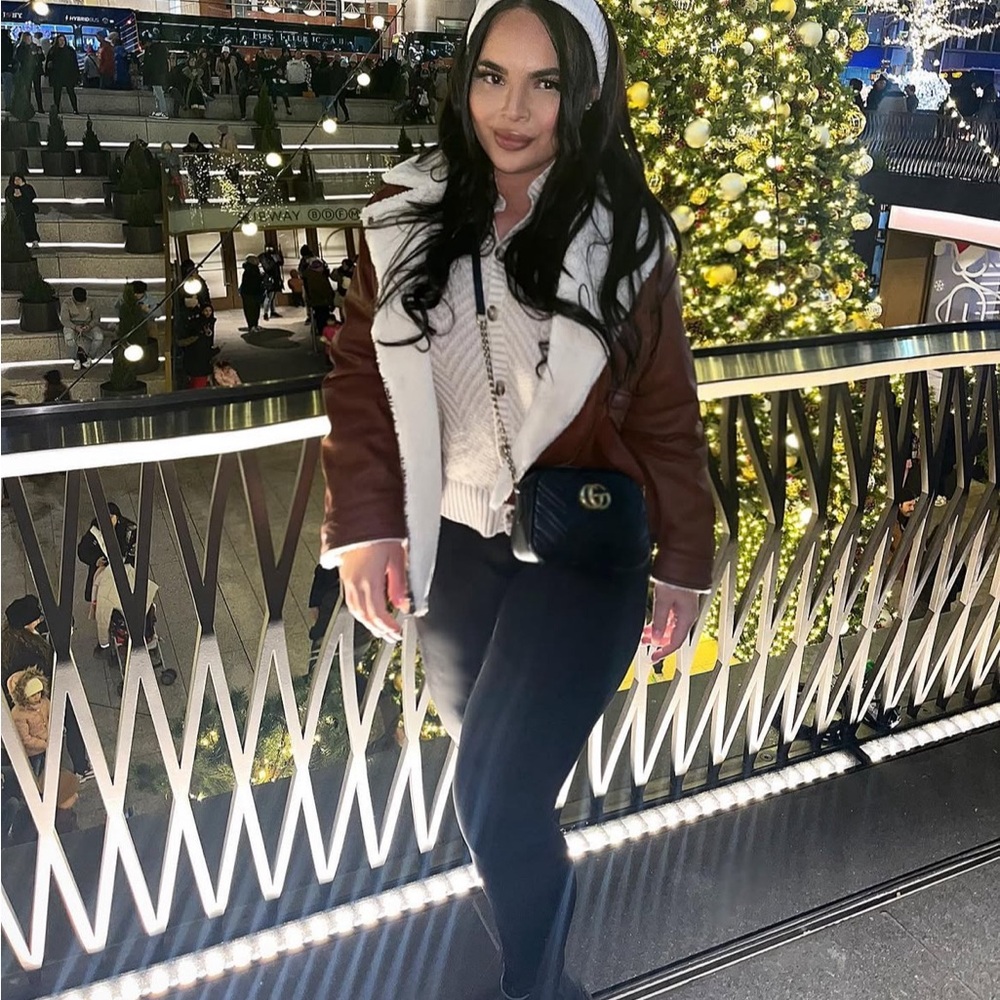 Brown and White Shearling Jacket